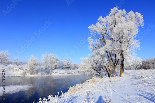 fog over winter river