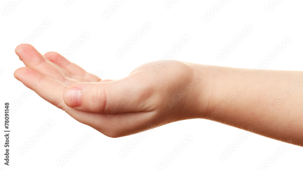 Child hand isolated on white