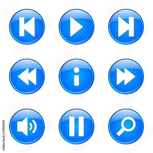 Free Download Multimedia Controller Blue Vector Button Icon Design Set - GFXLoad