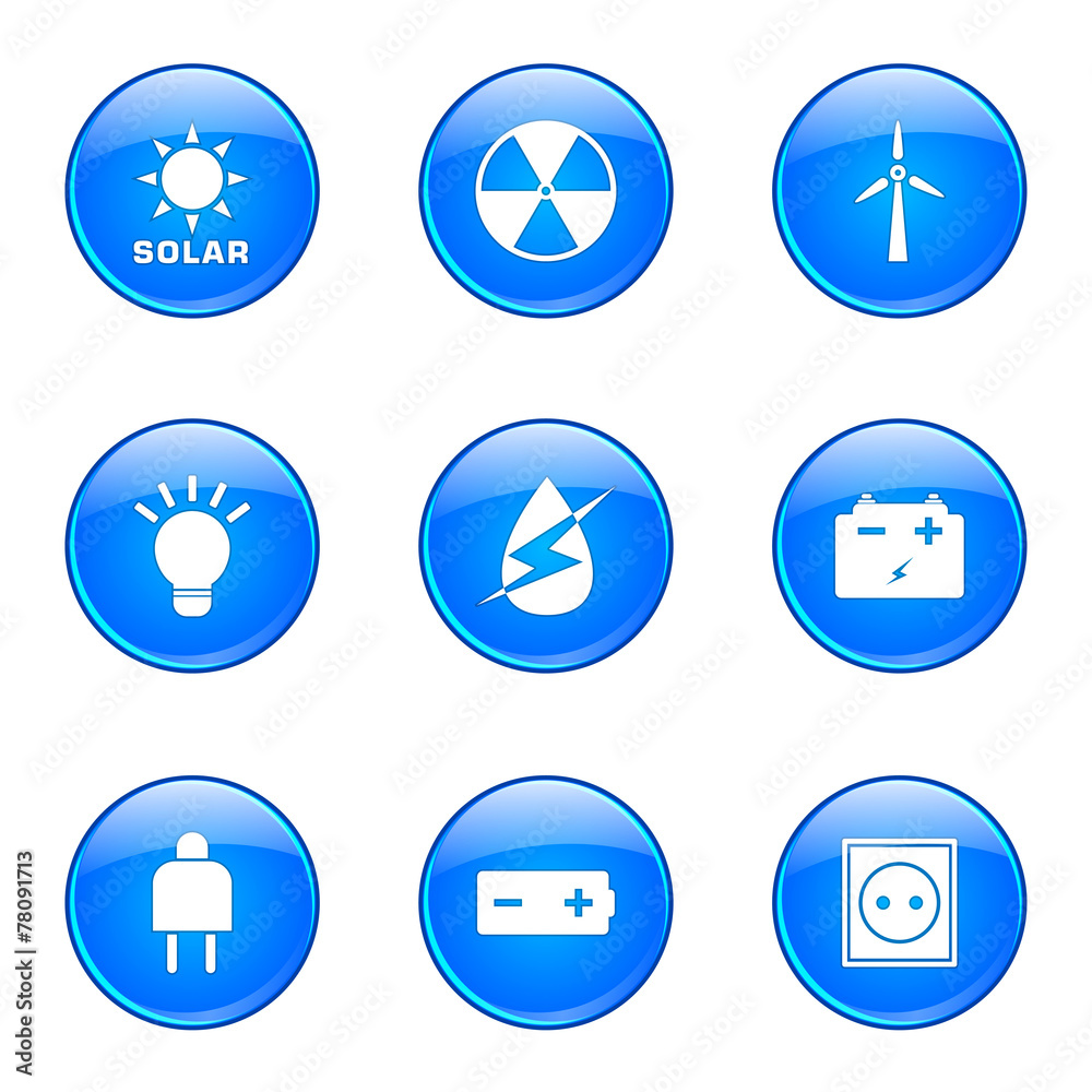 Energy Sign And Symbol Blue Vector Button Icon Energy Sign And Symbol Blue Vector Button Icon