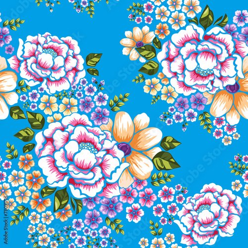 Taiwan Hakka culture floral seamless pattern