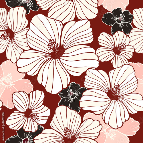 simplicity hibiscus seamless pattern