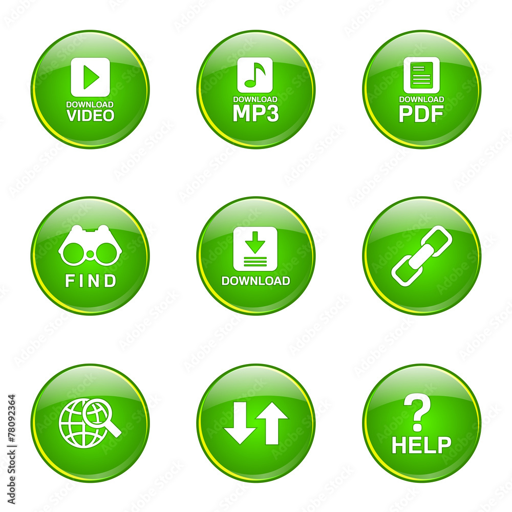 Multimedia Web Internet Green Vector Button Icon Design Set Multimedia Web Internet Green Vector Button Icon Design Set