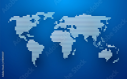 plain map of the world created by lines with shadow