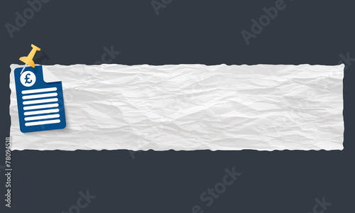 banner with crumpled paper and poud sterling symbol