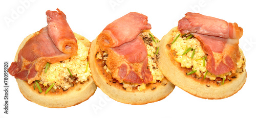 Bacon And Scrambled Eggs On Crumpets