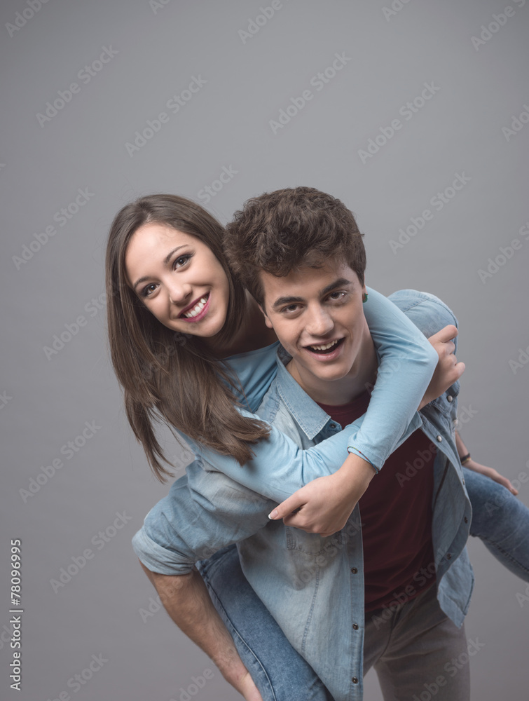 Smiling couple having fun