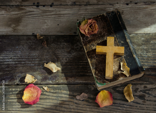 Cross on a bible