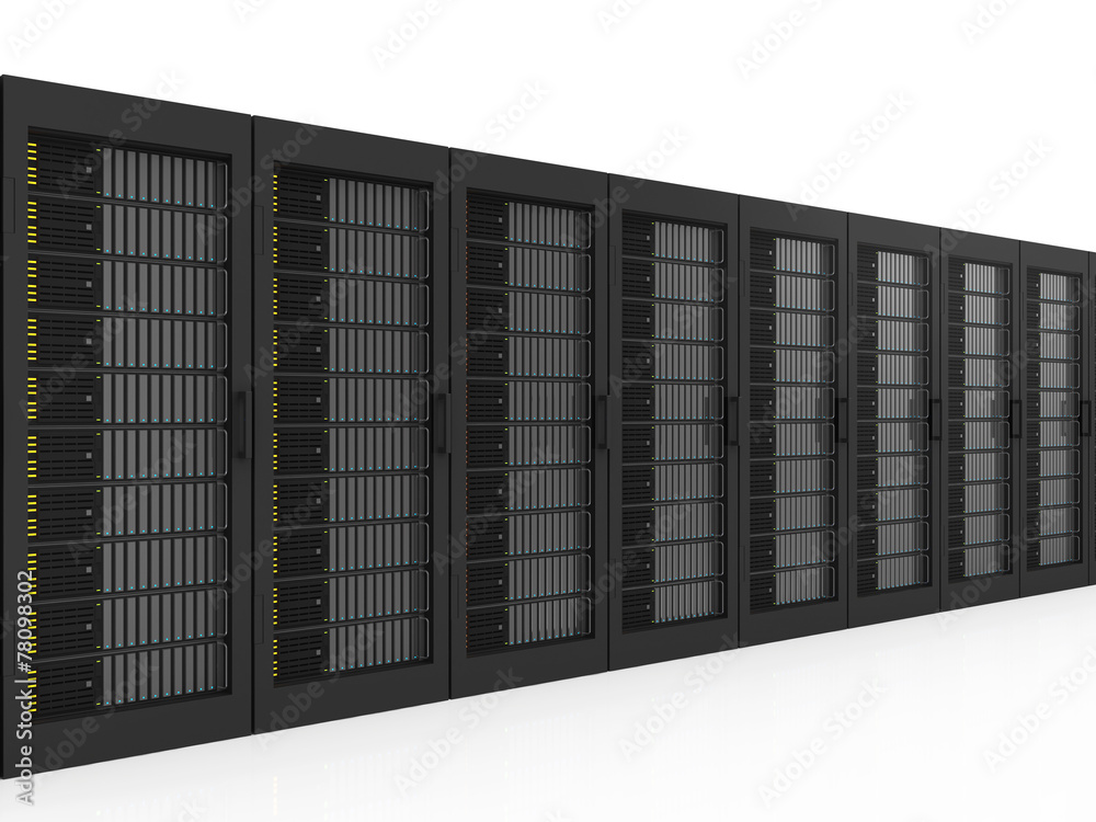 Modern Server Racks isolated on white background Modern Server Racks isolated on white background