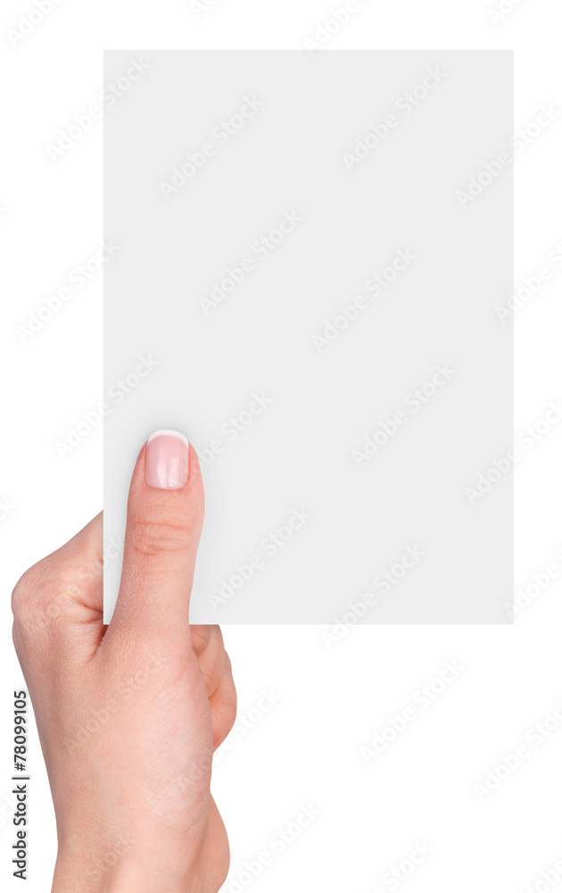 fingers holding a blank card
