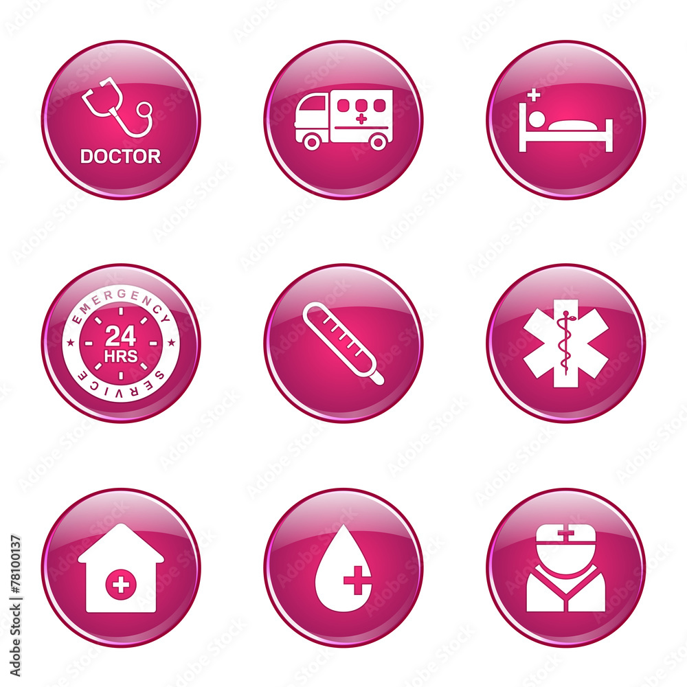 Hospital Health Pink Vector Button Icon Design Set 2 Hospital Health Pink Vector Button Icon Design Set 2