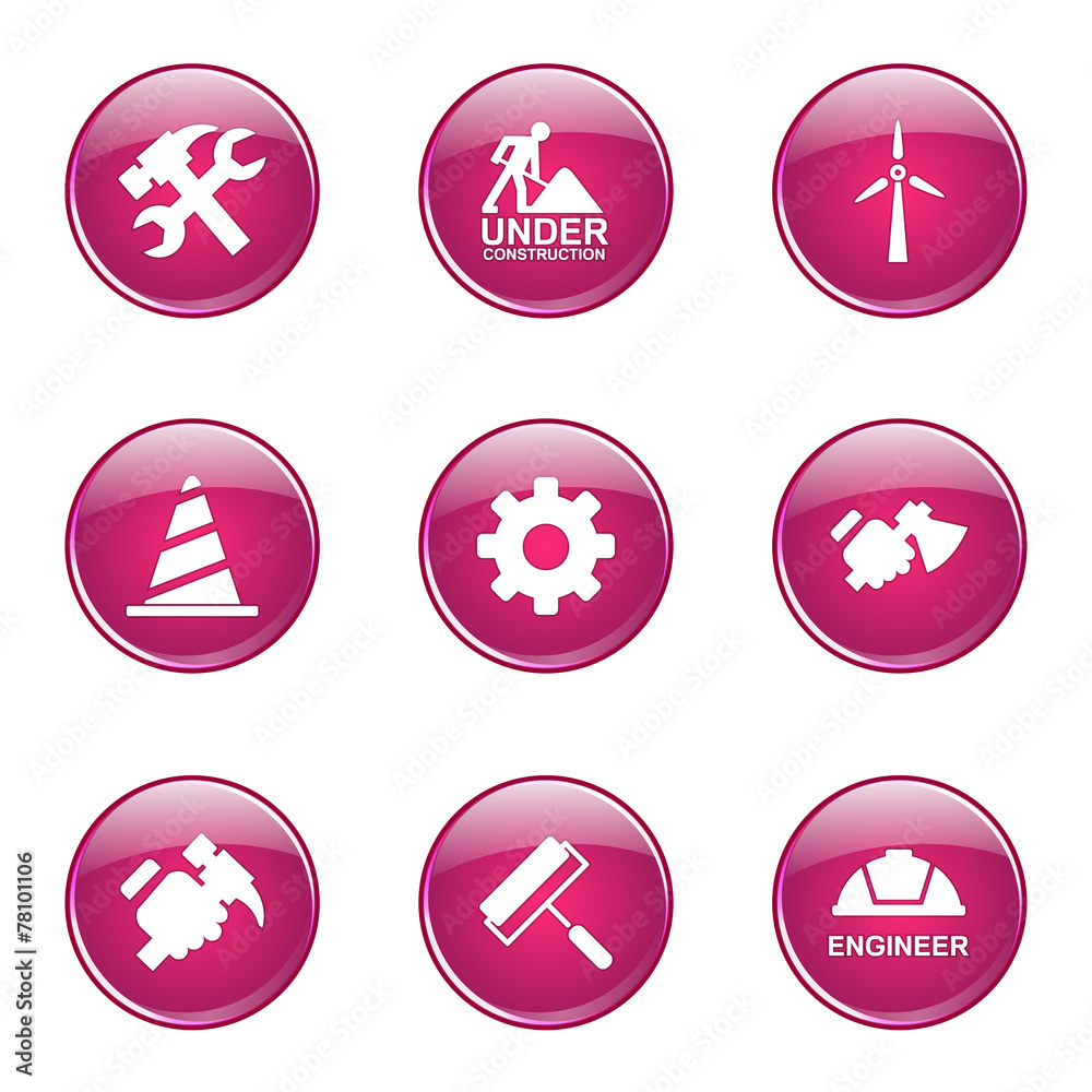 Construction Tools Pink Vector Button Icon Design Set 2 Construction Tools Pink Vector Button Icon Design Set 2