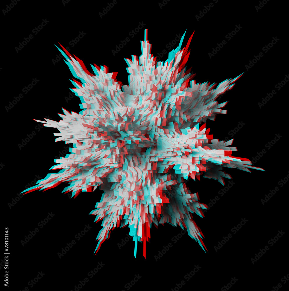 Fototapeta premium Solidny fraktal 3D. Zobacz anaglif z czerwonymi / cyjanowymi okularami.