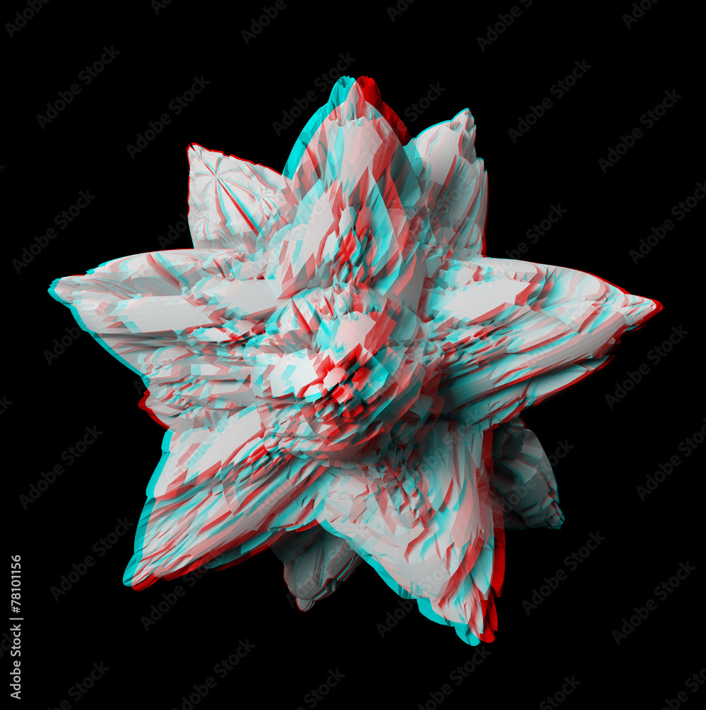 Fototapeta premium Solid 3D fractal. View anaglyph with red/cyan glasses.