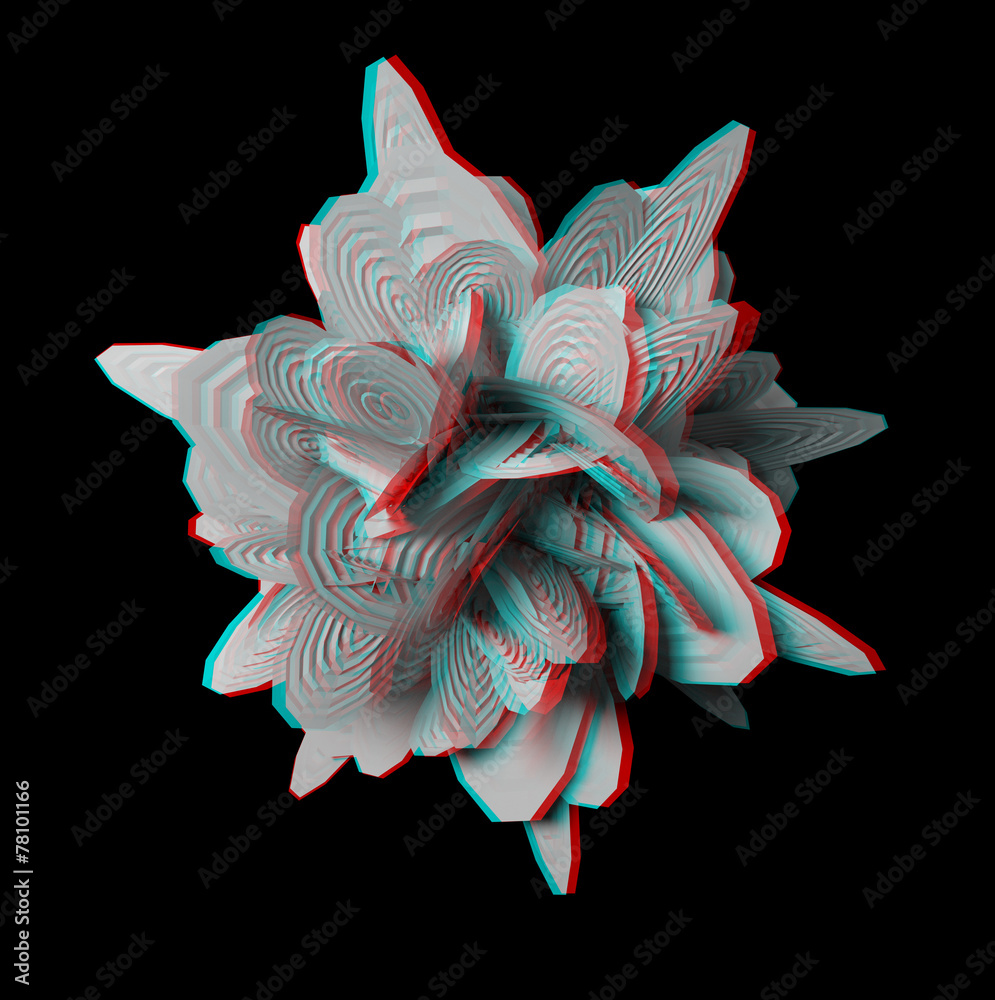 Fototapeta premium Solid 3D fractal. View anaglyph with red/cyan glasses.