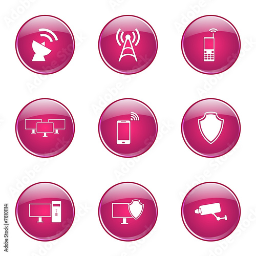 Telecom Communication Pink Vector Button Icon Design Set © rizwanali3d