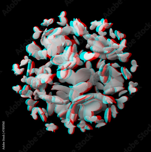 Solid 3D fractal. View anaglyph with red/cyan glasses. photo