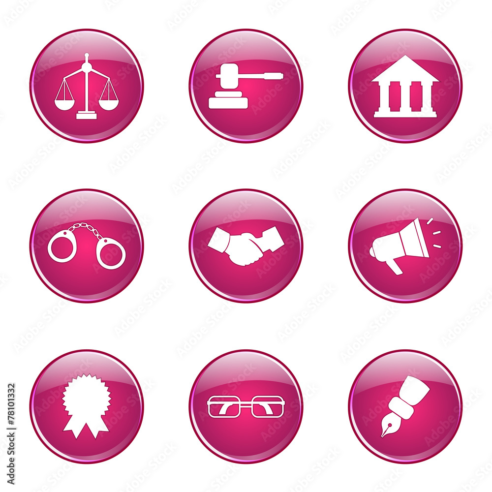 Law Sign Pink Vector Button Icon Design Set Law Sign Pink Vector Button Icon Design Set