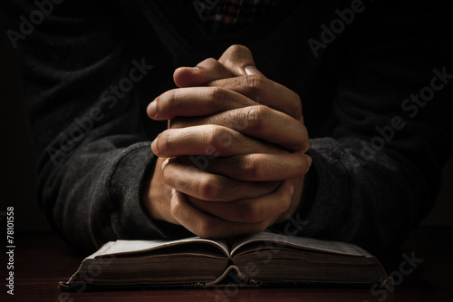 Praying Hands With Bible photo