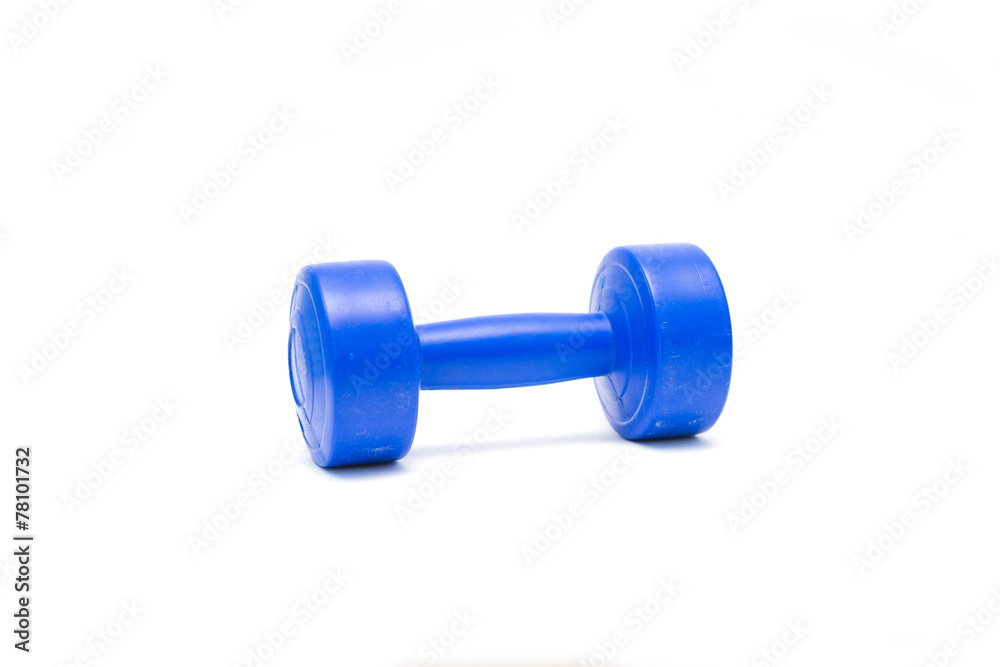 Blue dumbbell isolate on white background Blue dumbbell isolate on white background