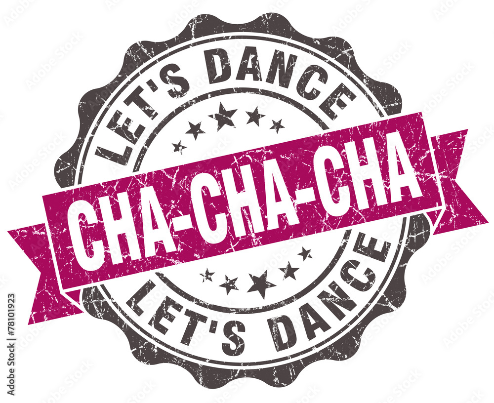 Fototapeta premium cha-cha-cha grunge violet seal isolated on white