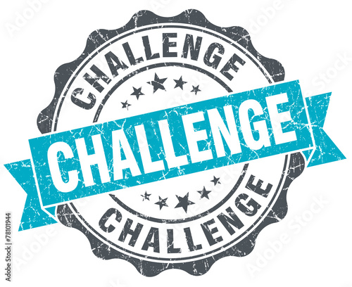 Fototapeta challenge vintage turquoise seal isolated on white