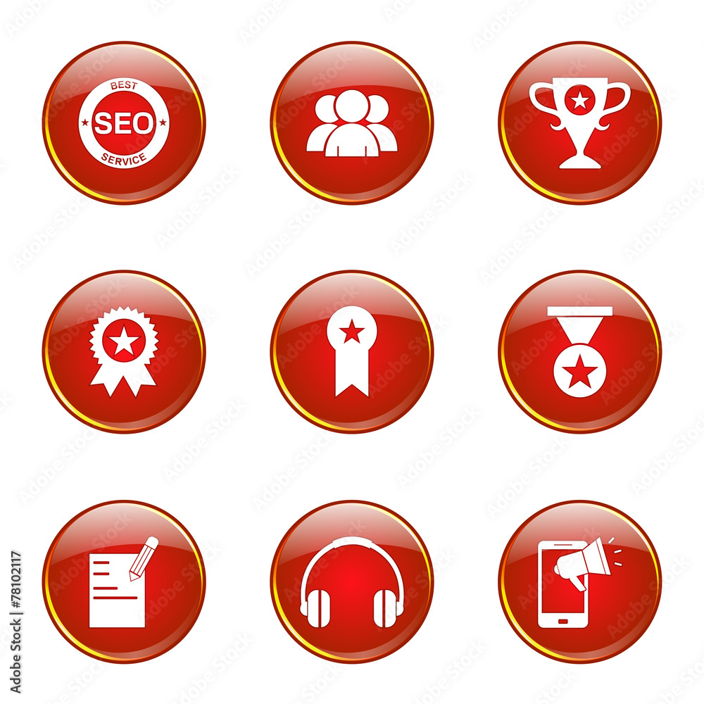 SEO Internet Sign Red Vector Button Icon Design Set 9