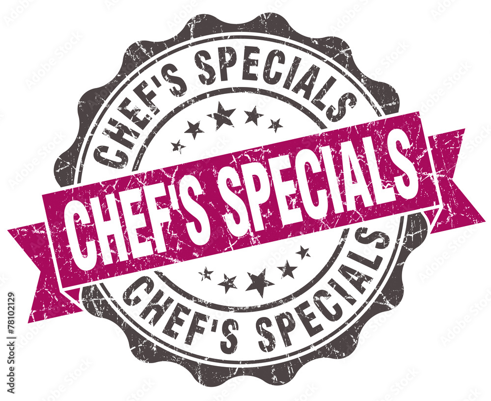 chef's specials grunge violet seal isolated on white chef's specials grunge violet seal isolated on white