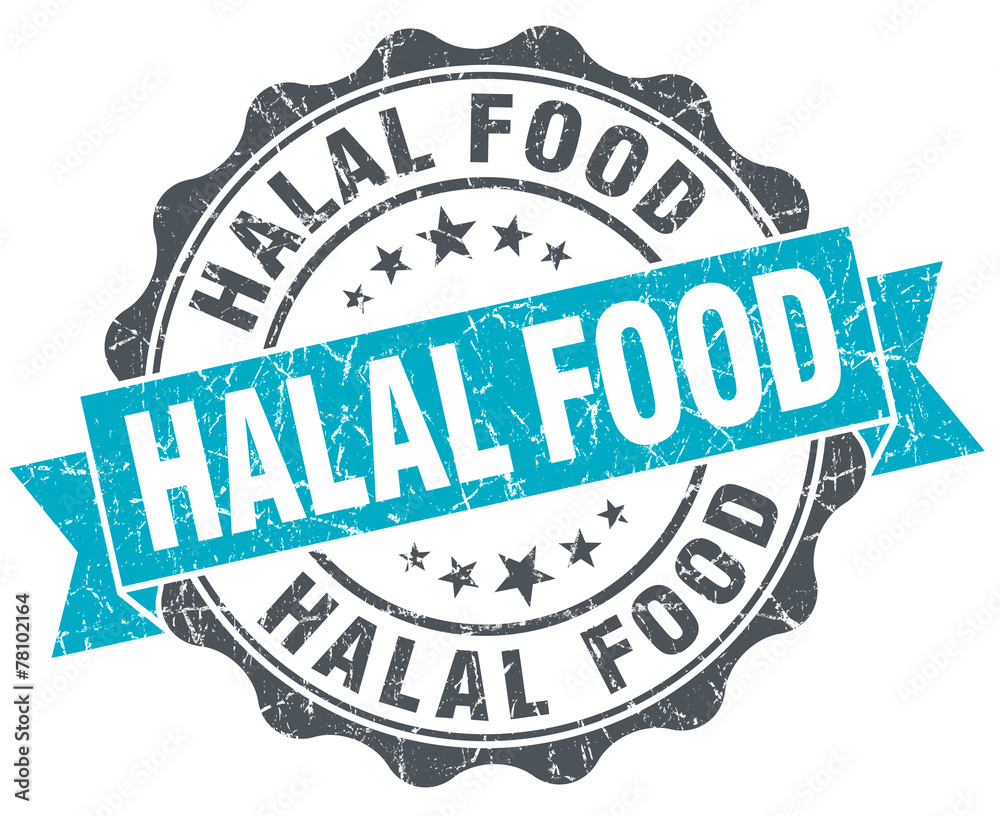 Obraz premium halal food vintage turquoise seal isolated on white