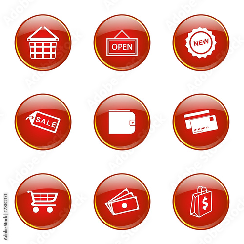 Shopping Sign Red Vector Button Icon Design Set 2