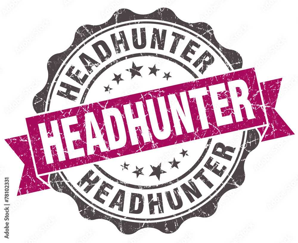 headhunter grunge violet seal isolated on white headhunter grunge violet seal isolated on white