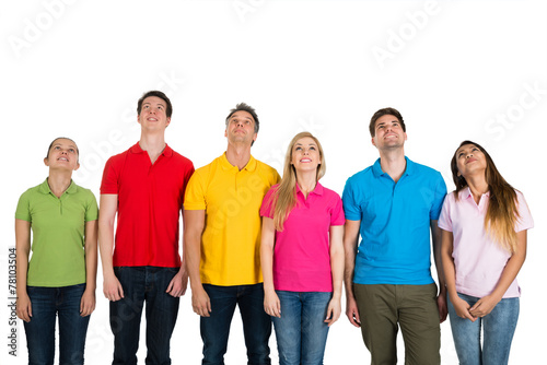 Multiethnic Group Of People Looking Up