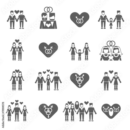 Non-traditional family icons set black