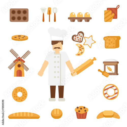 Baker icons flat