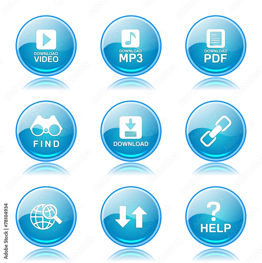 Multimedia Web Internet Blue Vector Button Icon Design Set Multimedia Web Internet Blue Vector Button Icon Design Set
