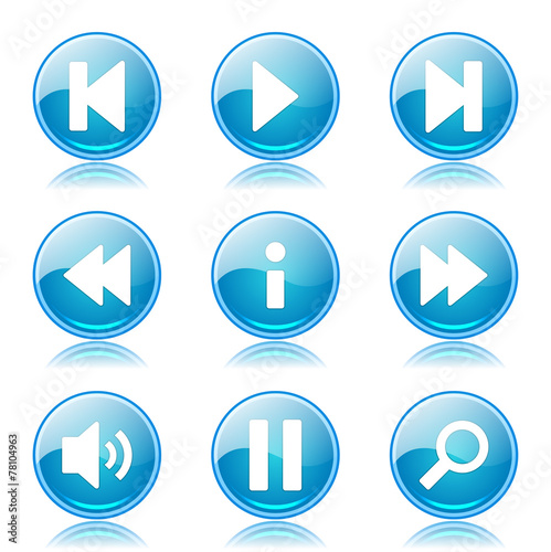 Free Download Multimedia Controller Blue Vector Button Icon Design Set - GFXLoad