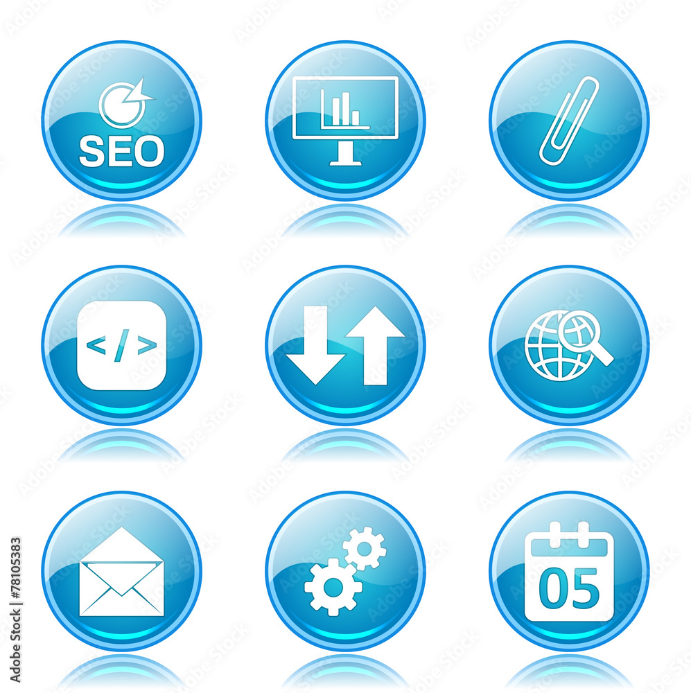 SEO Internet Sign Blue Vector Button Icon Design Set 6