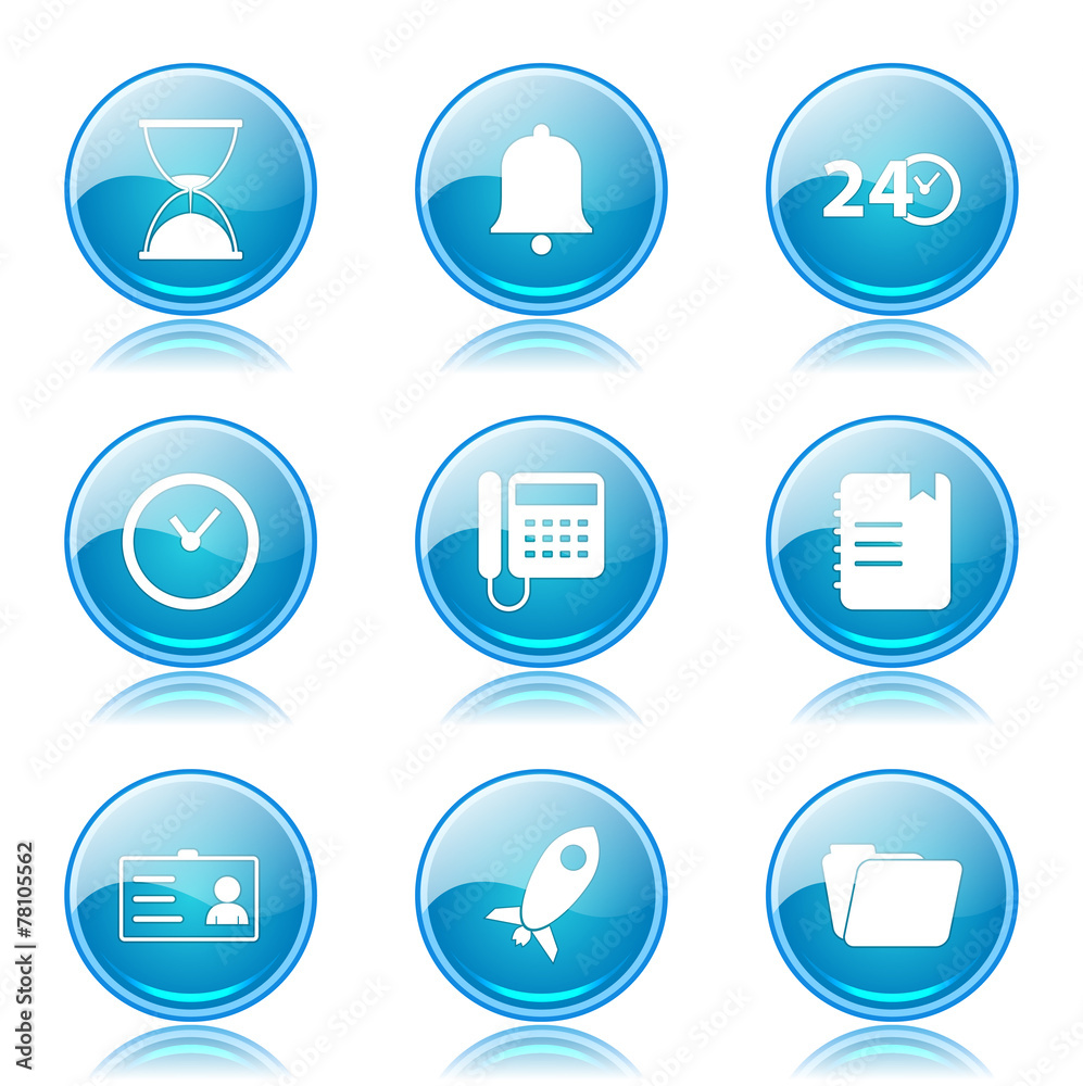 Time Duration Blue Vector Button Icon Design Set Time Duration Blue Vector Button Icon Design Set