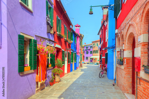 Colorful houses on Burano island, near Venice, Italy