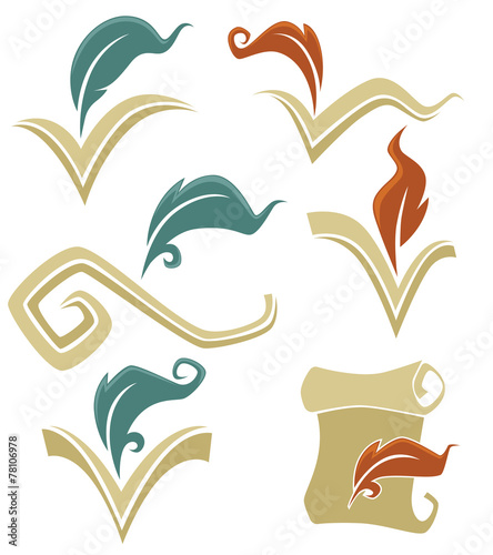 vector collection of old books, reading and writing symbols