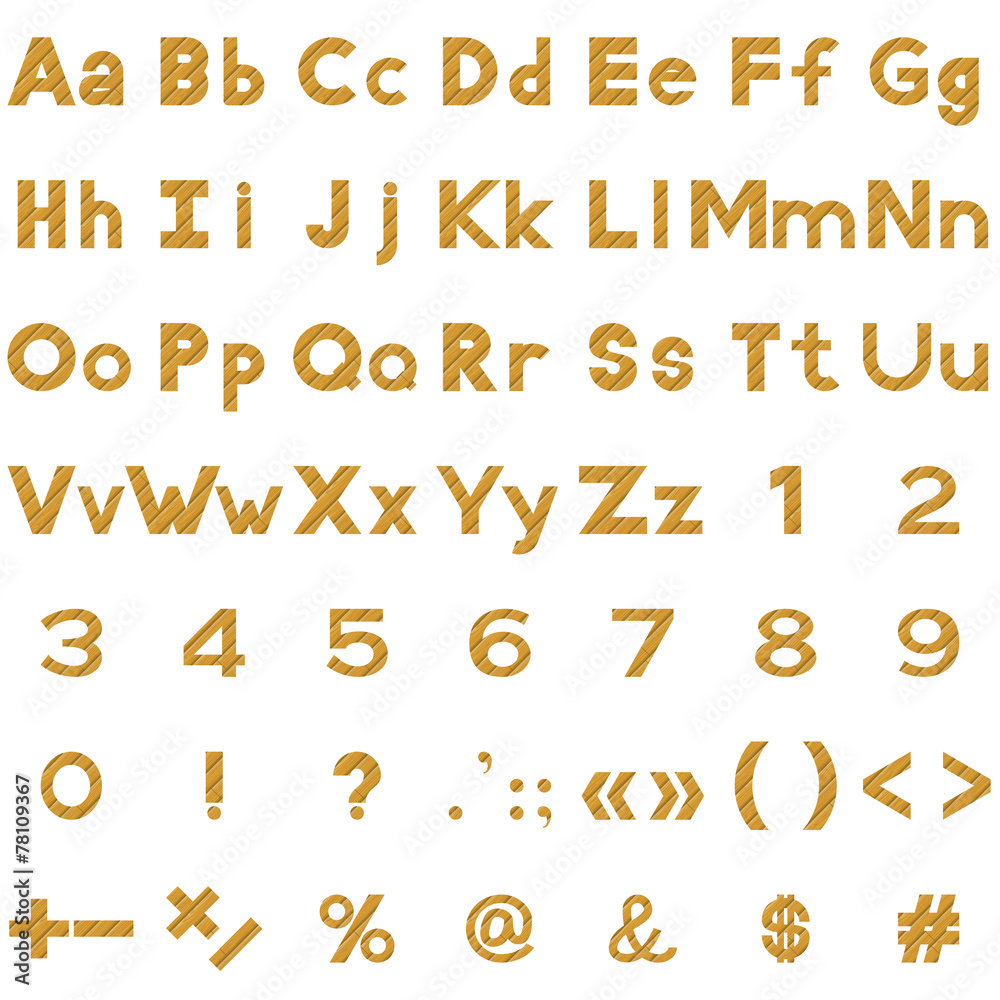 Alphabet, numbers and signs set, wood Alphabet, numbers and signs set, wood