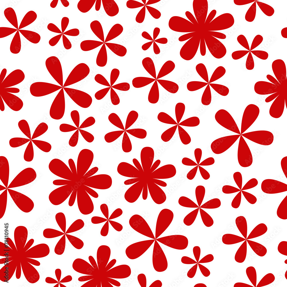 Seamless pattern with red flowers