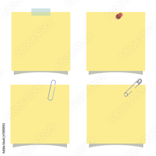 Empty yellow note, isolated post it vector illustration