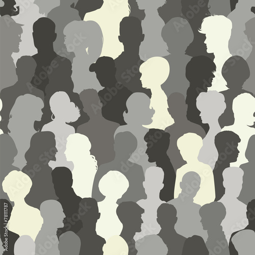 Seamless pattern of people silhouettes