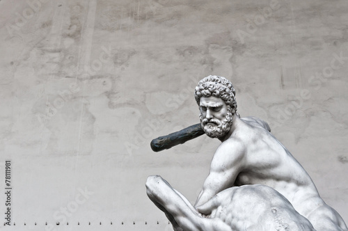 Hercules beating the centaur Nessus statue in Florence, Italy