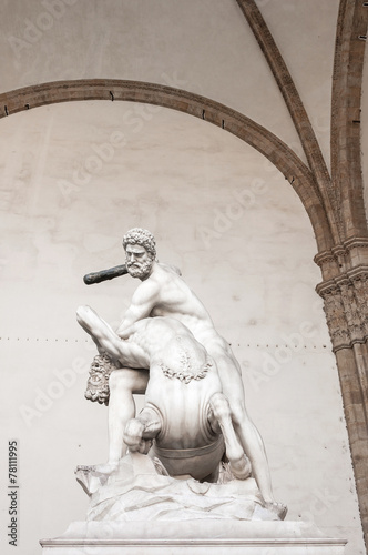 Hercules beating the centaur Nessus statue in Florence, Italy