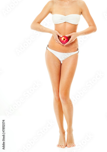 Beautiful woman in a bikini. perfect figure.