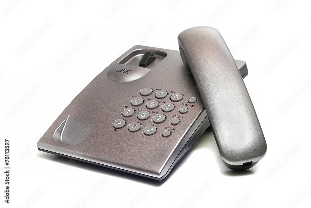 landline phone of gray on a white background landline phone of gray on a white background