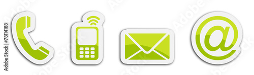 Four contacting sticker symbols in green
