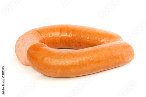 Dutch smoked sausage cut in half